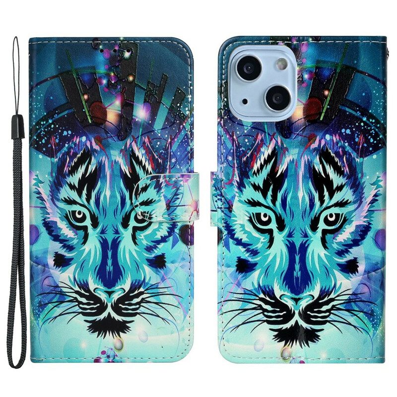 Custodia in pelle iPhone 13 Mini Tigre Di Ghiaccio