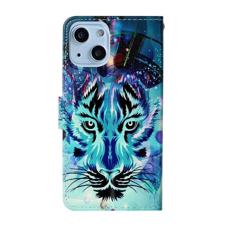 Custodia in pelle iPhone 13 Mini Tigre Di Ghiaccio