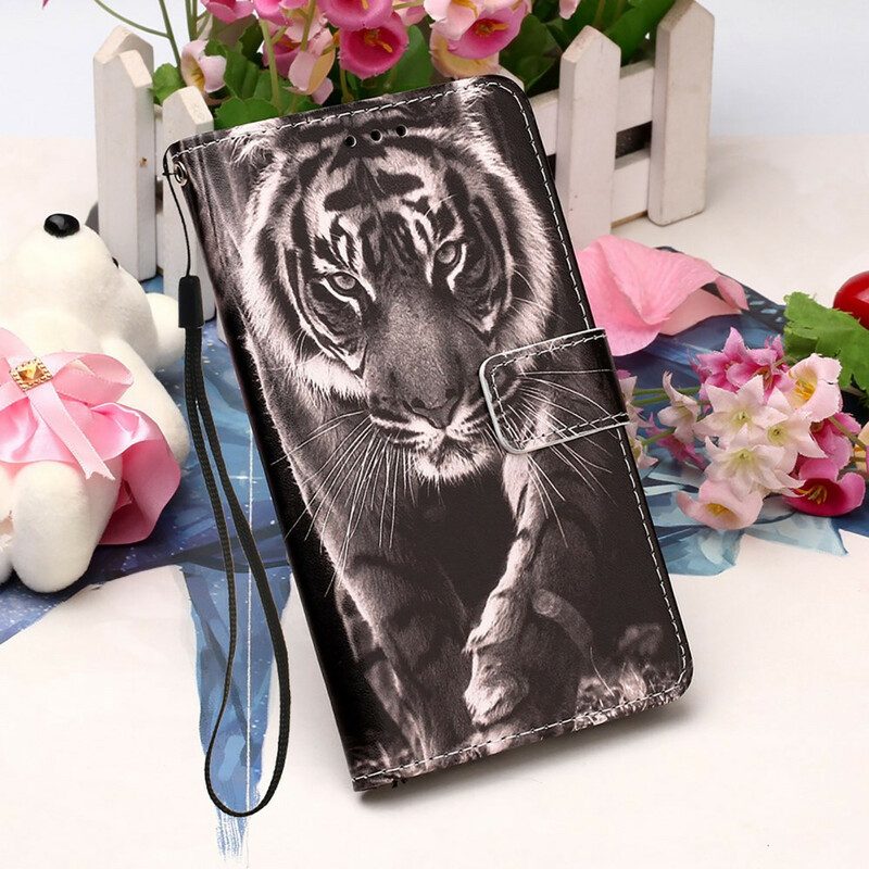 Custodia in pelle iPhone 13 Mini Tigre Notturna