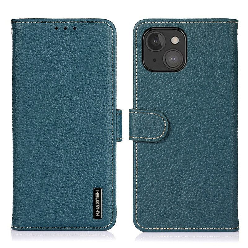 Custodia in pelle iPhone 13 Mini Vera Pelle Di Litchi Khazneh