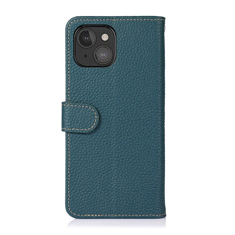 Custodia in pelle iPhone 13 Mini Vera Pelle Di Litchi Khazneh