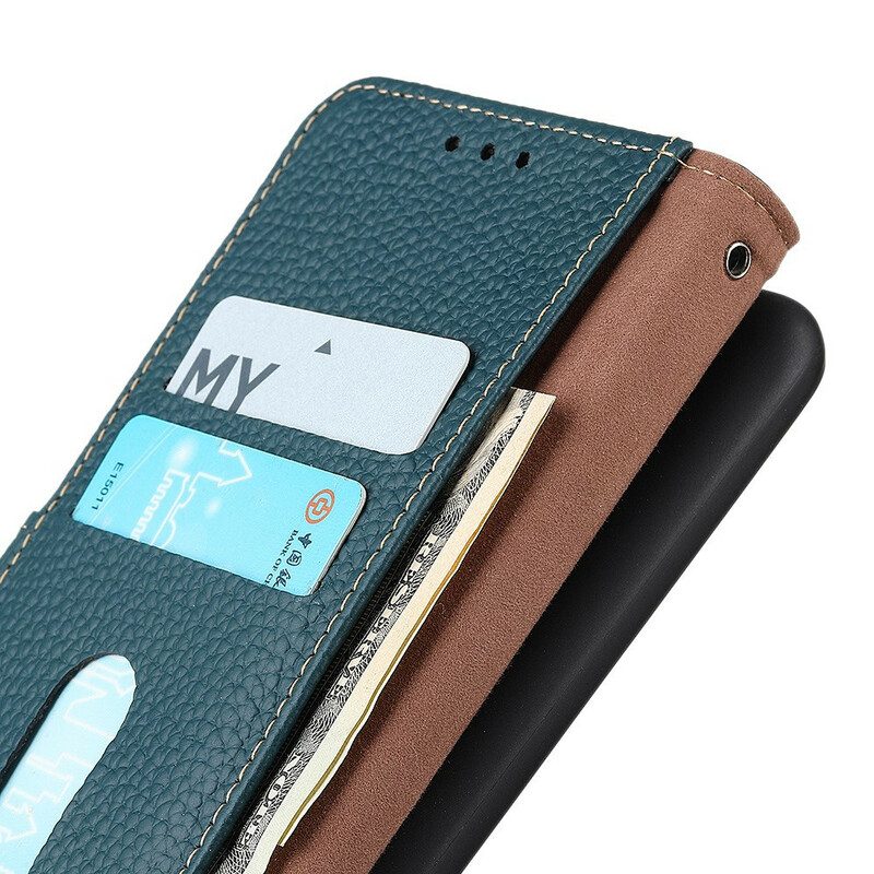 Custodia in pelle iPhone 13 Mini Vera Pelle Di Litchi Khazneh