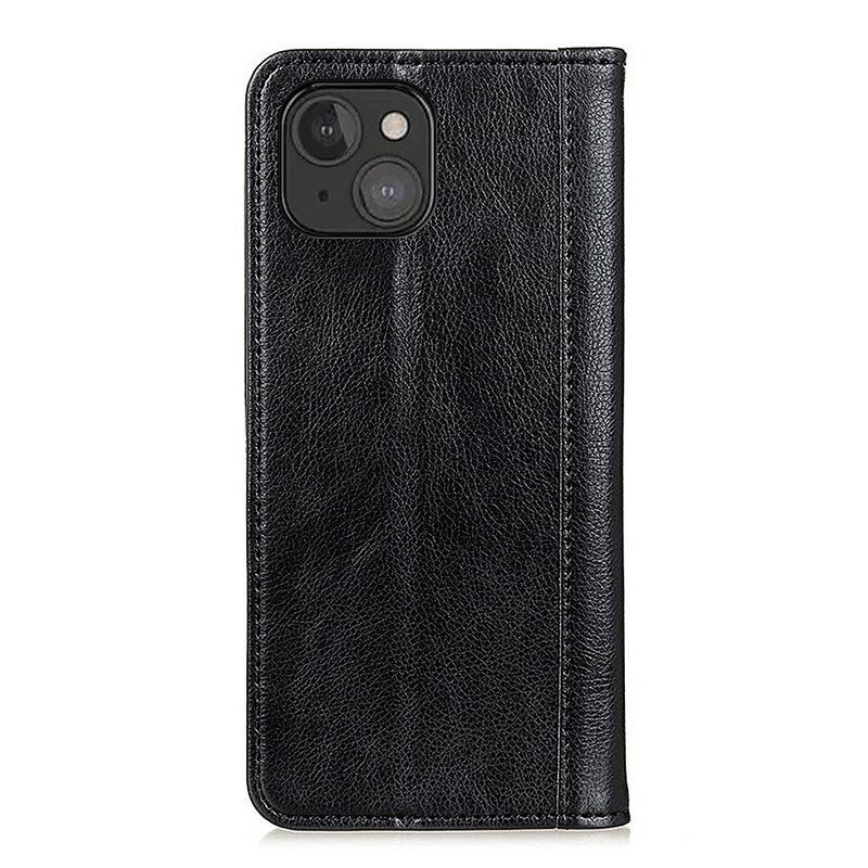 Folio Cover iPhone 13 Mini Custodia in pelle Eleganza Split Litchi Leather