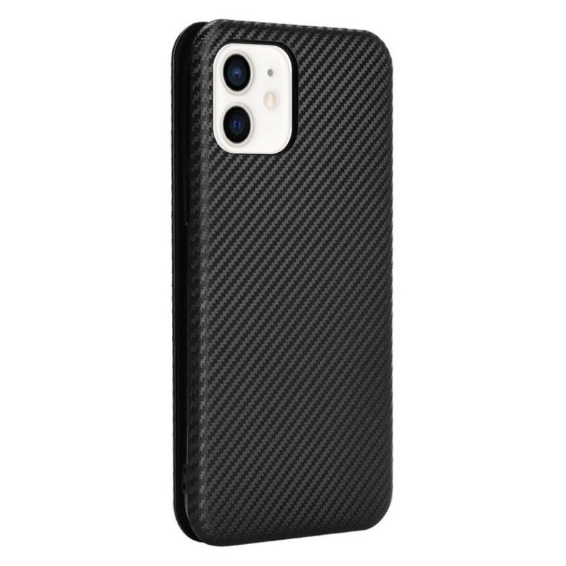 Folio Cover iPhone 13 Mini Custodia in pelle Fibra Di Carbonio