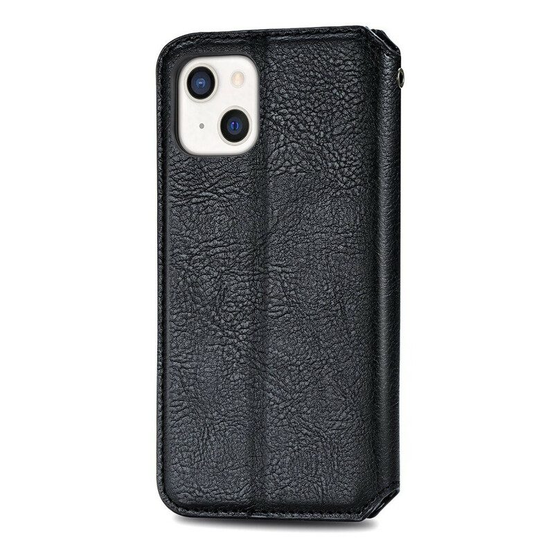 Folio Cover iPhone 13 Mini Custodia in pelle Texture Diamante Effetto Pelle