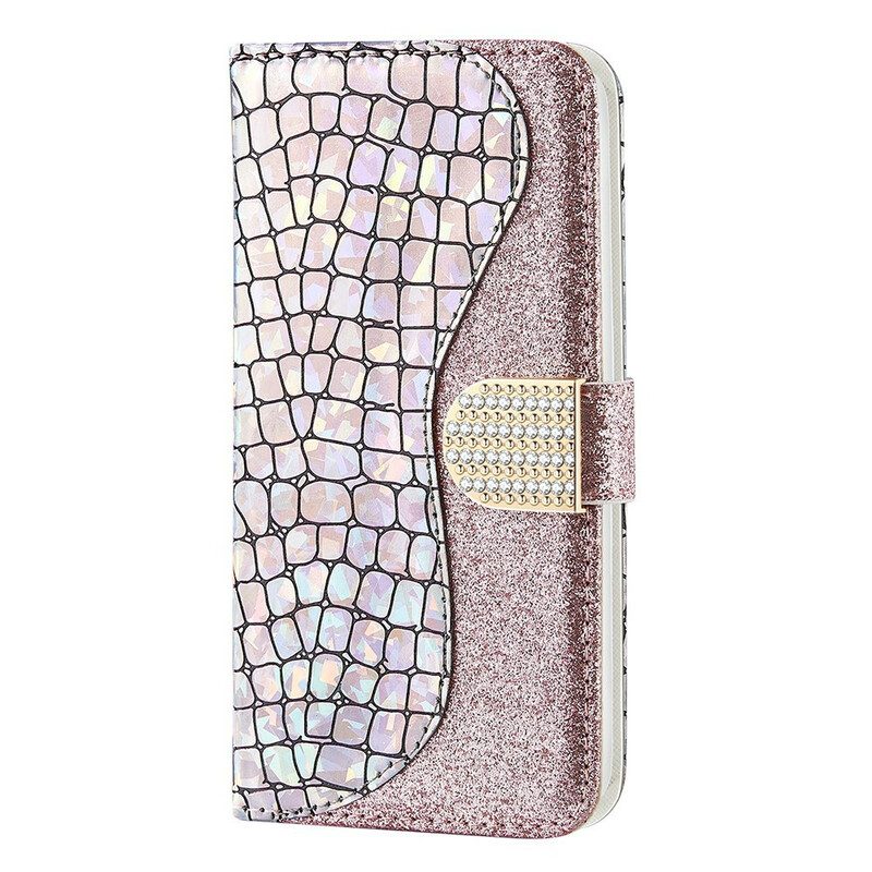 Folio Cover iPhone 13 Mini Diamanti Coccodrillo