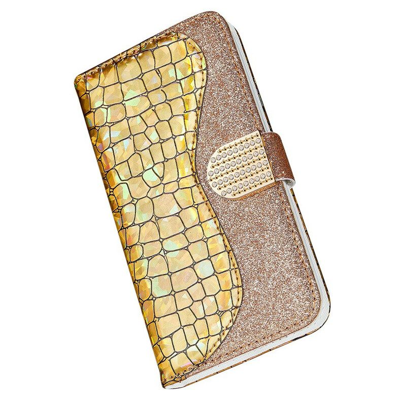 Folio Cover iPhone 13 Mini Diamanti Coccodrillo