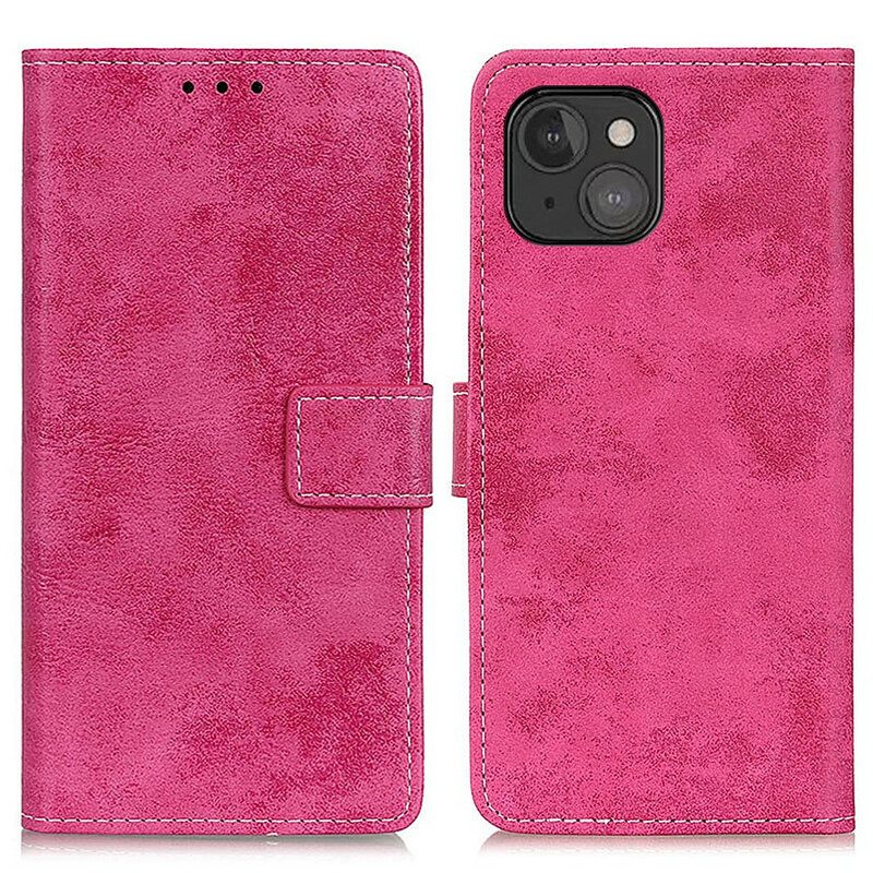 Folio Cover iPhone 13 Mini Effetto Pelle Vintage