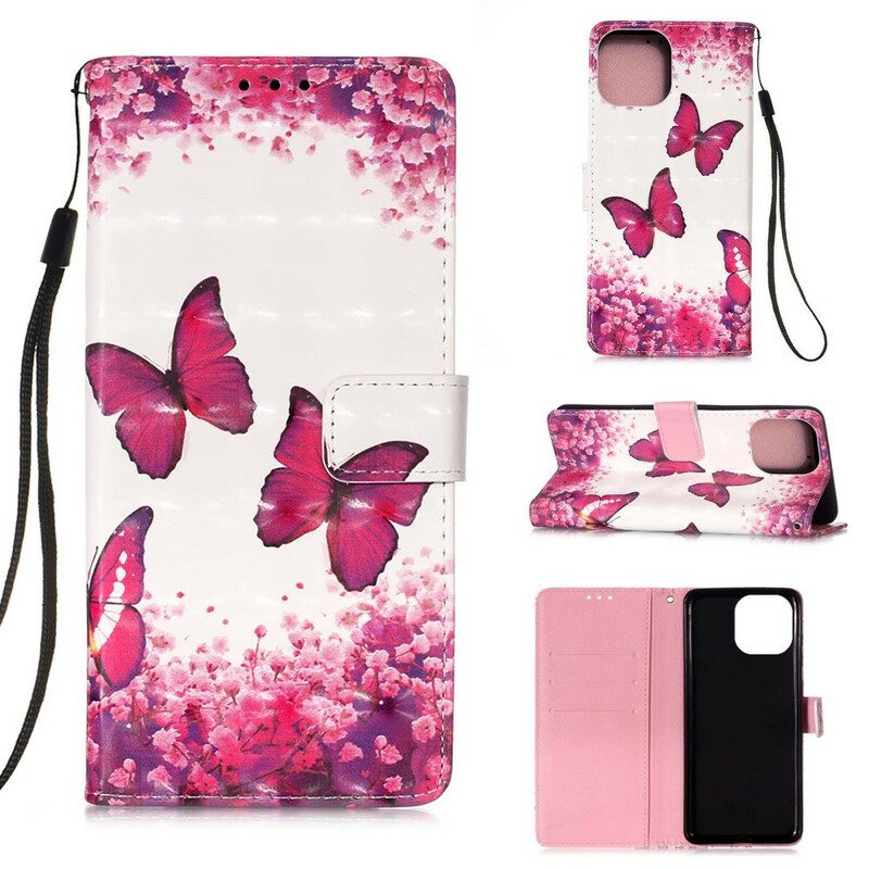 Folio Cover iPhone 13 Mini Farfalle Rosse