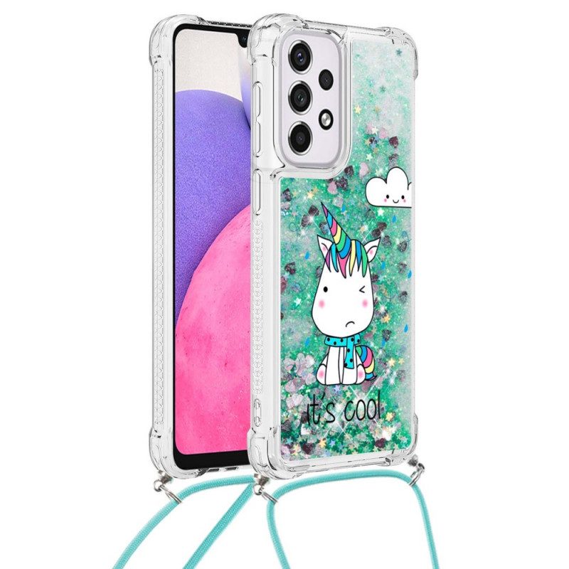 Cover Samsung Galaxy A33 5G Coulisse Con Glitter Unicorno