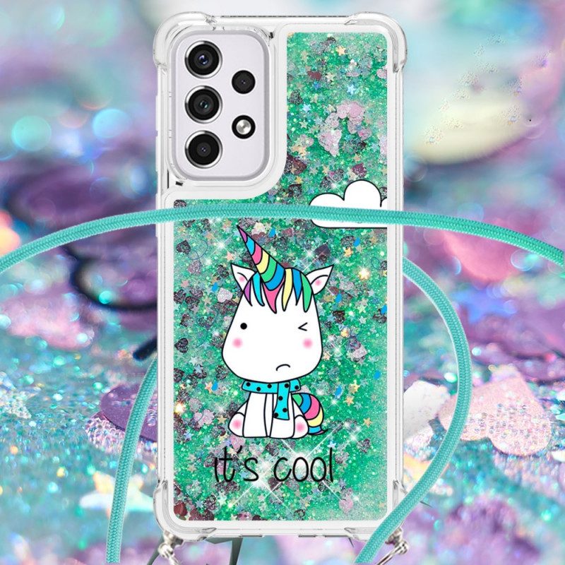 Cover Samsung Galaxy A33 5G Coulisse Con Glitter Unicorno