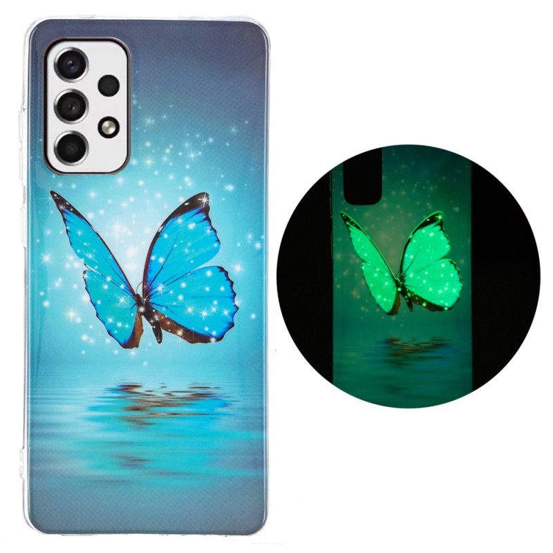 Cover Samsung Galaxy A33 5G Farfalla Blu Fluorescente