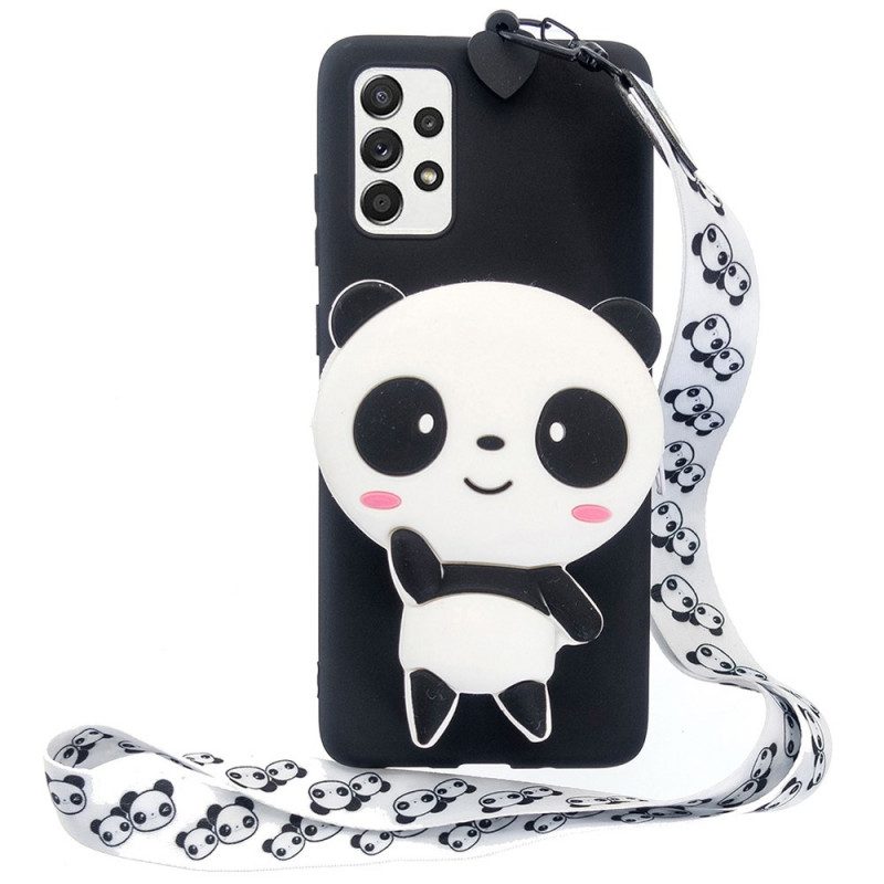 Cover Samsung Galaxy A33 5G Panda 3d Con Cordino Per Moschettone