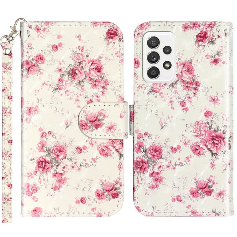 Custodia in pelle Samsung Galaxy A33 5G Cinturino Liberty Fiori