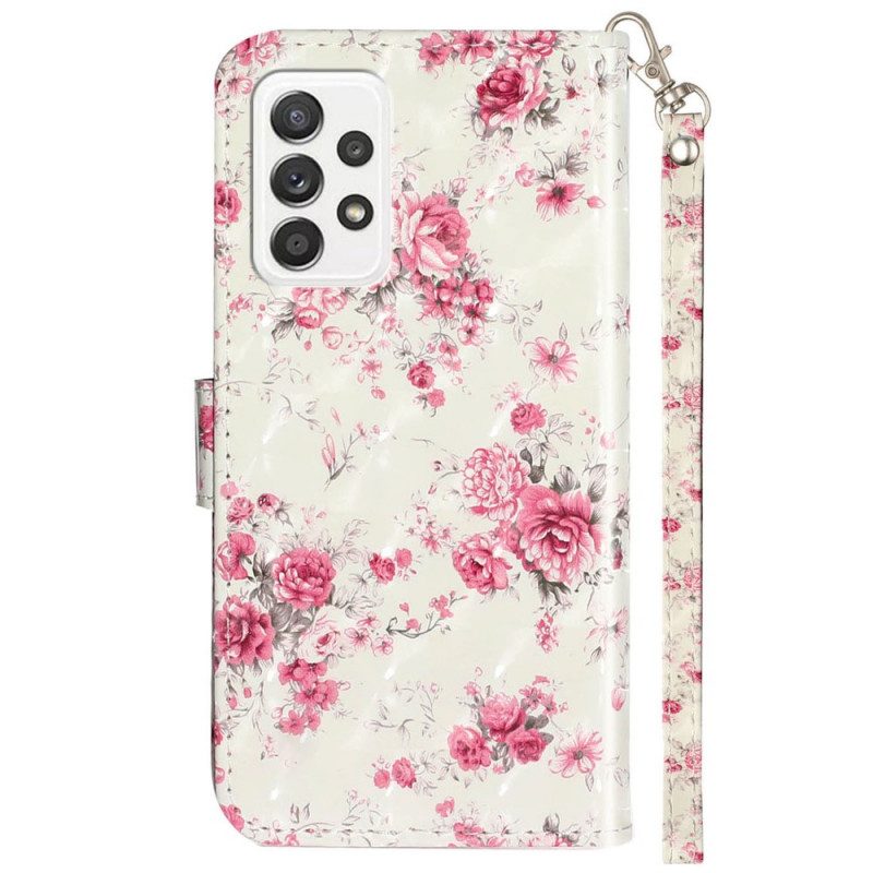 Custodia in pelle Samsung Galaxy A33 5G Cinturino Liberty Fiori