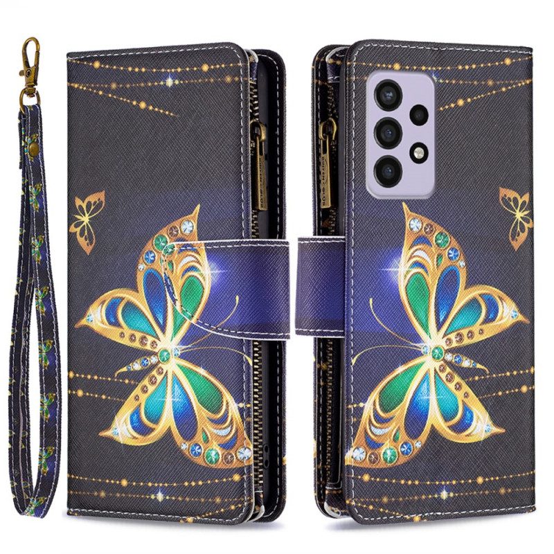 Custodia in pelle Samsung Galaxy A33 5G Custodia Con Cerniera Royal Butterfly