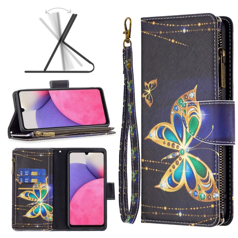 Custodia in pelle Samsung Galaxy A33 5G Custodia Con Cerniera Royal Butterfly