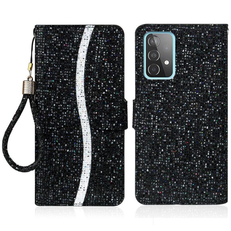 Custodia in pelle Samsung Galaxy A33 5G Design A S Con Paillettes