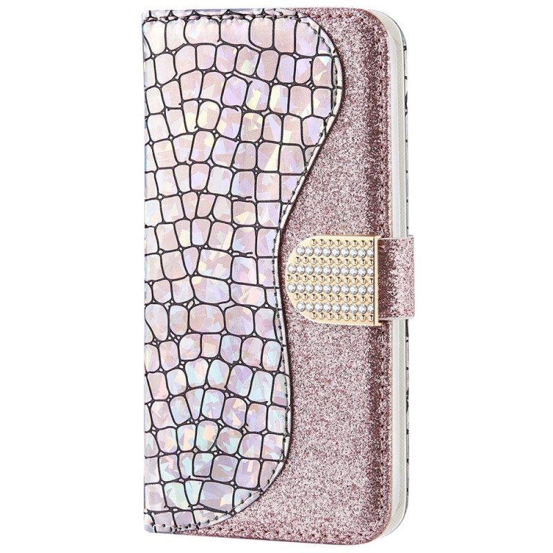 Custodia in pelle Samsung Galaxy A33 5G Diamanti Coccodrillo