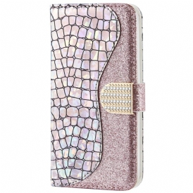 Custodia in pelle Samsung Galaxy A33 5G Diamanti Coccodrillo