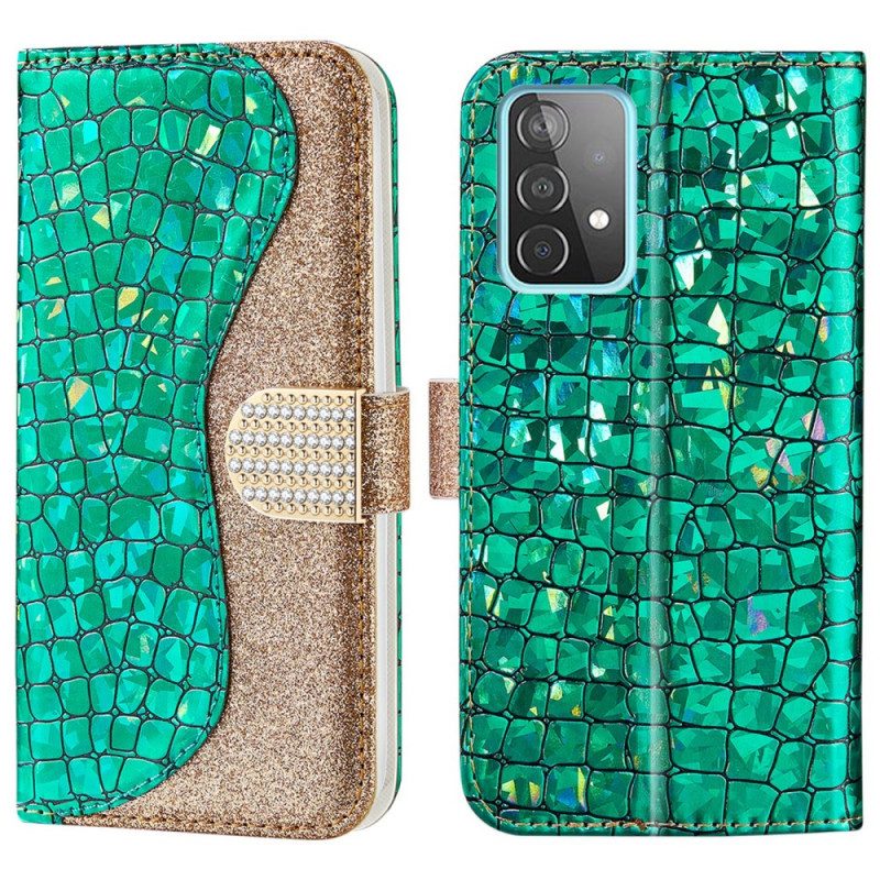 Custodia in pelle Samsung Galaxy A33 5G Diamanti Coccodrillo