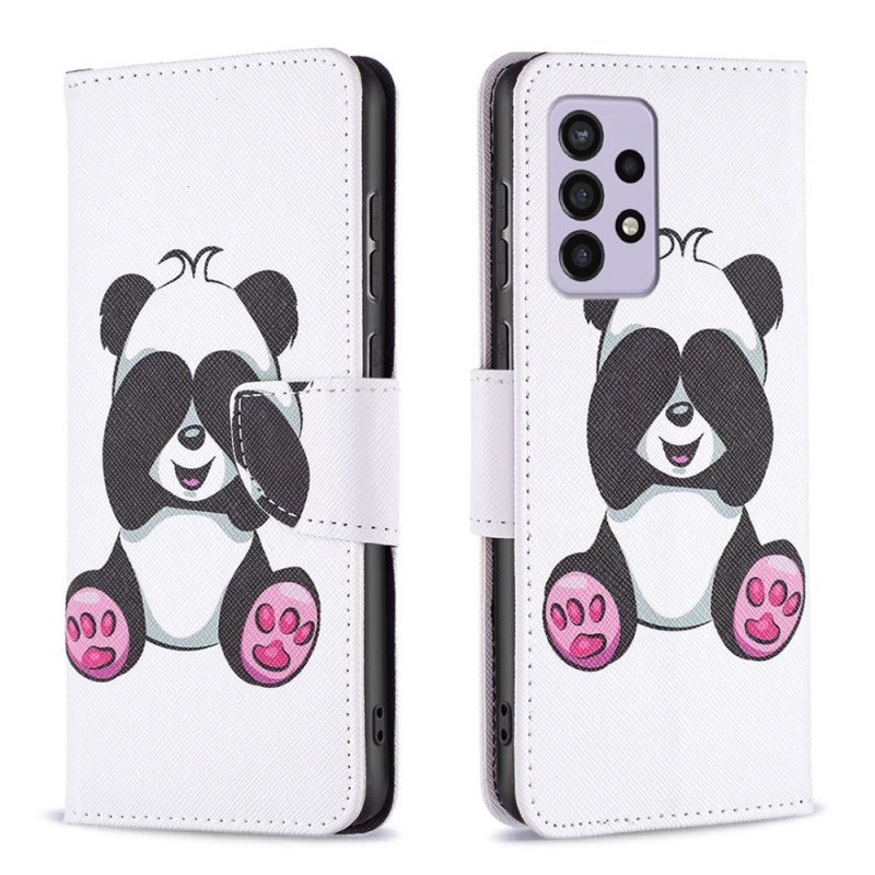 Custodia in pelle Samsung Galaxy A33 5G Divertimento Panda