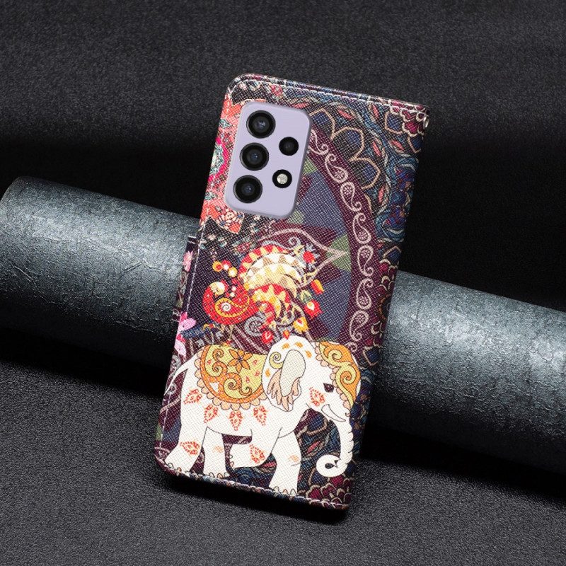 Custodia in pelle Samsung Galaxy A33 5G Elefante Indiano