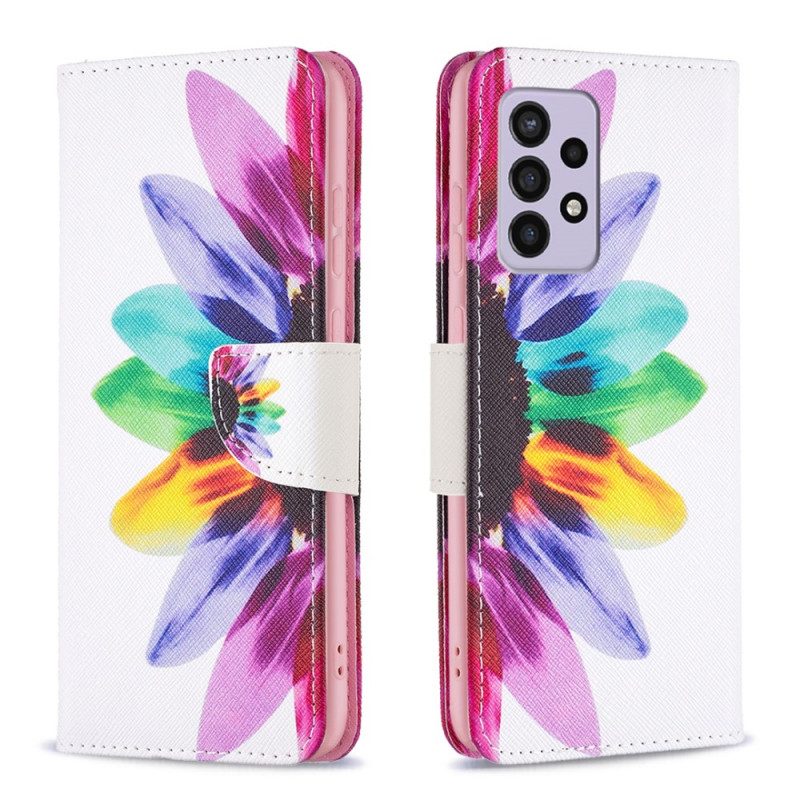 Custodia in pelle Samsung Galaxy A33 5G Fiore Dell'acquerello