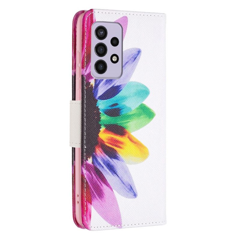 Custodia in pelle Samsung Galaxy A33 5G Fiore Dell'acquerello