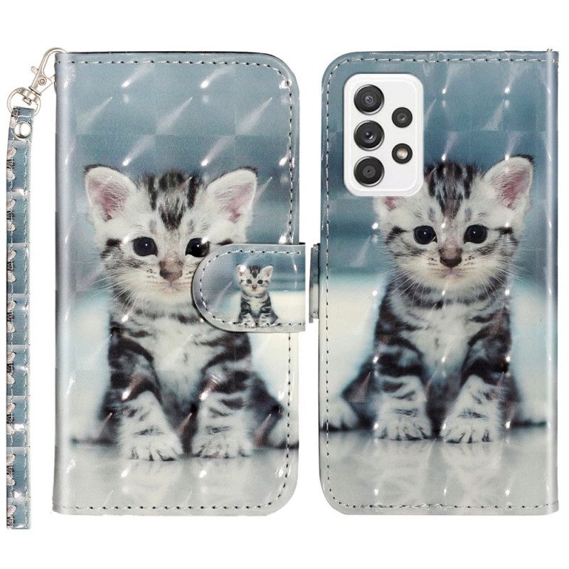 Custodia in pelle Samsung Galaxy A33 5G Gattino Strappy