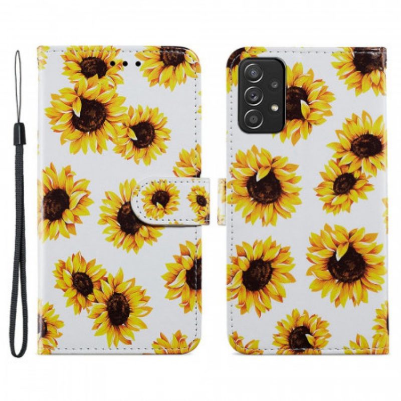 Custodia in pelle Samsung Galaxy A33 5G Girasoli