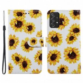 Custodia in pelle Samsung Galaxy A33 5G Girasoli