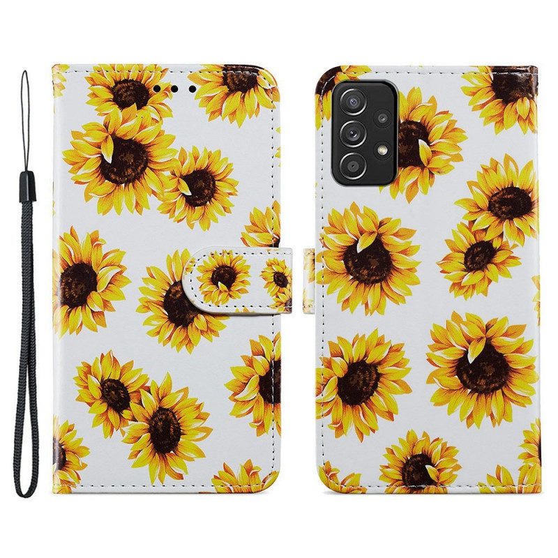 Custodia in pelle Samsung Galaxy A33 5G Girasoli