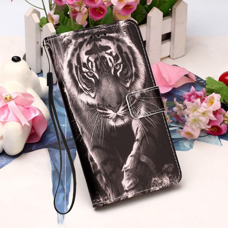 Custodia in pelle Samsung Galaxy A33 5G Strappy Notte Tigre