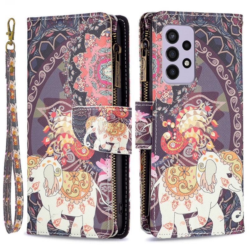 Custodia in pelle Samsung Galaxy A33 5G Tasca Con Zip A Forma Di Elefante