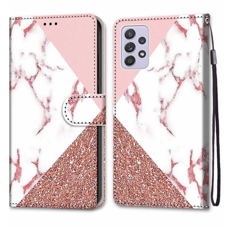 Custodia in pelle Samsung Galaxy A33 5G Triangolo In Marmo E Glitter