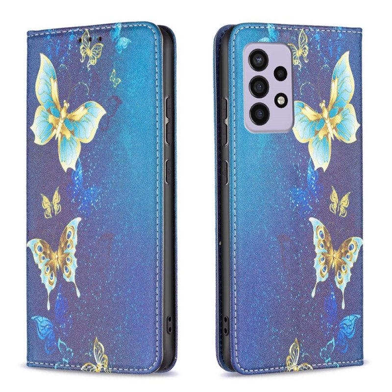 Folio Cover Samsung Galaxy A33 5G Custodia in pelle Farfalle Colorate