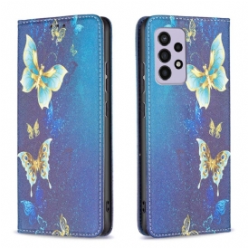 Folio Cover Samsung Galaxy A33 5G Custodia in pelle Farfalle Colorate