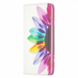 Folio Cover Samsung Galaxy A33 5G Custodia in pelle Fiore Dell'acquerello