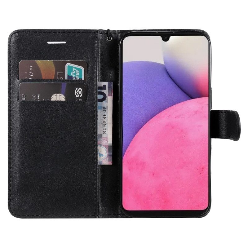 Folio Cover Samsung Galaxy A33 5G Stile Cinturino In Pelle Tinta Unita