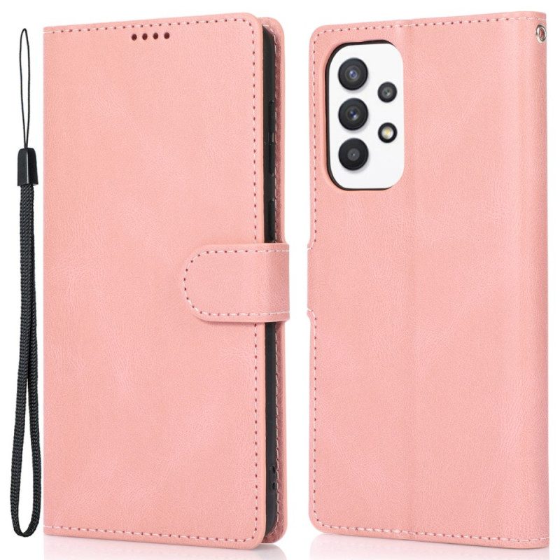 Folio Cover Samsung Galaxy A33 5G Strappy Stile In Pelle Vintage