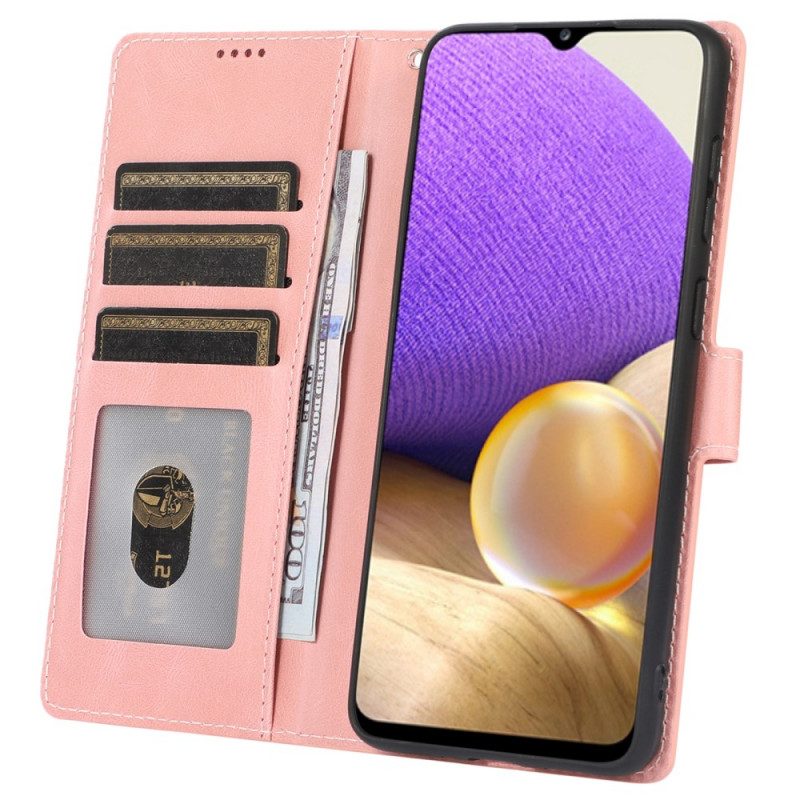 Folio Cover Samsung Galaxy A33 5G Strappy Stile In Pelle Vintage