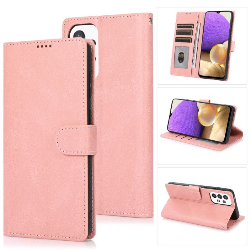 Folio Cover Samsung Galaxy A33 5G Strappy Stile In Pelle Vintage