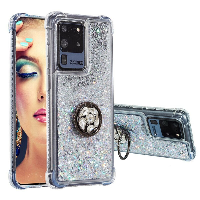 Cover Samsung Galaxy S20 Ultra Staffa Ad Anello Glitterata