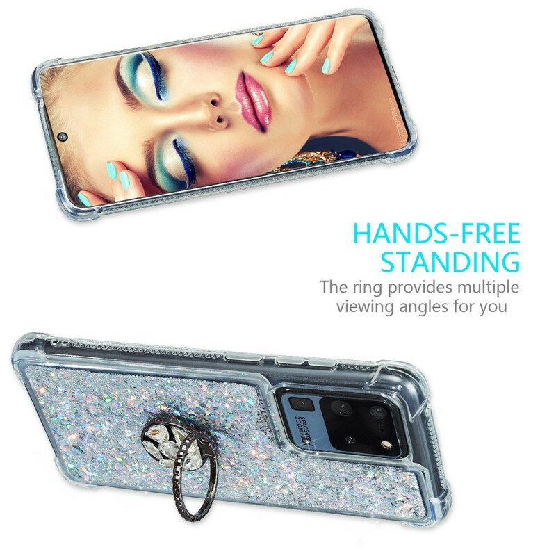 Cover Samsung Galaxy S20 Ultra Staffa Ad Anello Glitterata