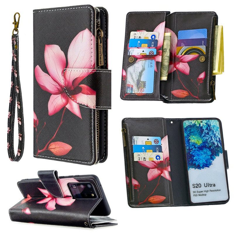 Custodia A Portafoglio Samsung Galaxy S20 Ultra Tasca Con Zip A Fiore