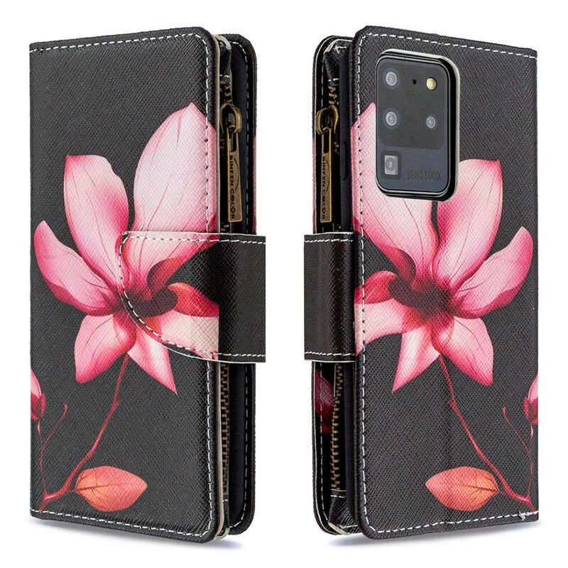 Custodia A Portafoglio Samsung Galaxy S20 Ultra Tasca Con Zip A Fiore