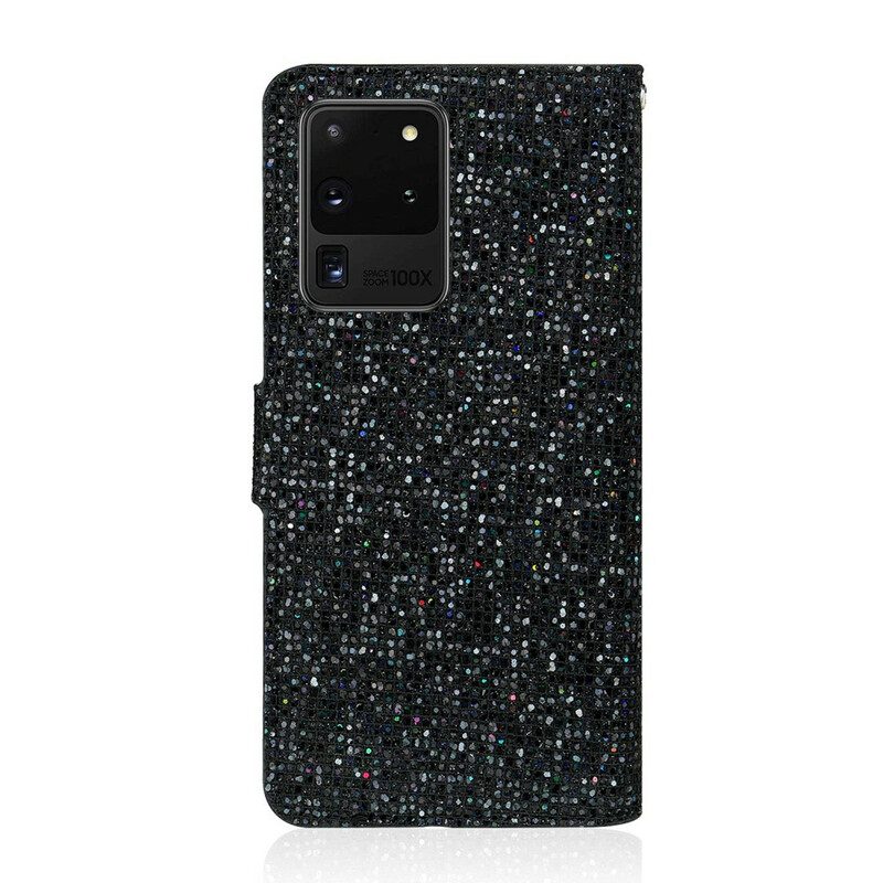 Custodia in pelle Samsung Galaxy S20 Ultra Design A S Con Paillettes