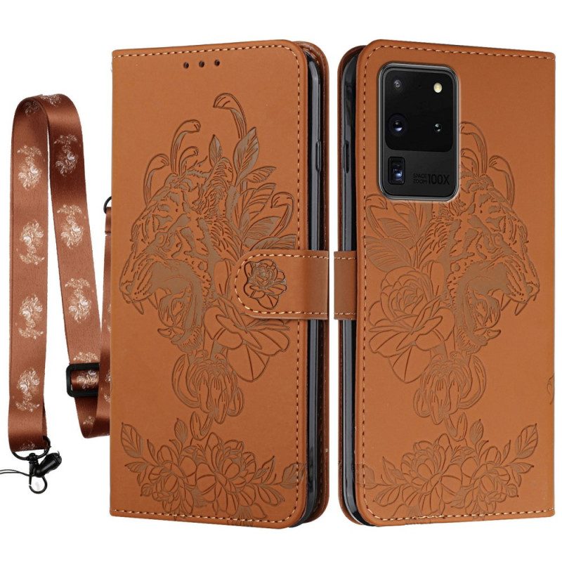 Folio Cover Samsung Galaxy S20 Ultra Barocco Strappy Tiger