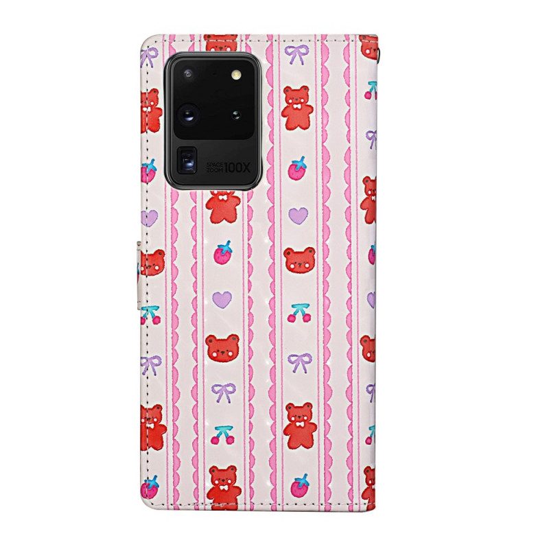 Folio Cover Samsung Galaxy S20 Ultra Con Cinturino Regolabile Teddy Bears